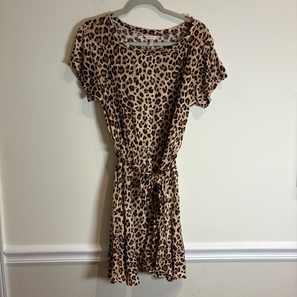 REBECCA TAYLOR  Leopard Linen Jersey T Shirt Dress Size Medium - Picture 8 of 12